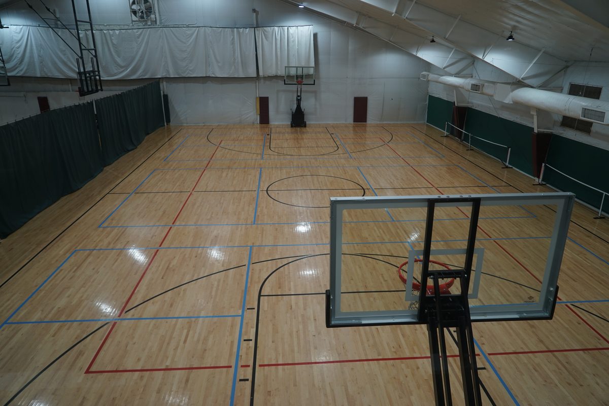 Indoor basketball court and hoop at East Coast Sports and Fitness in Yorktown Heights, NY