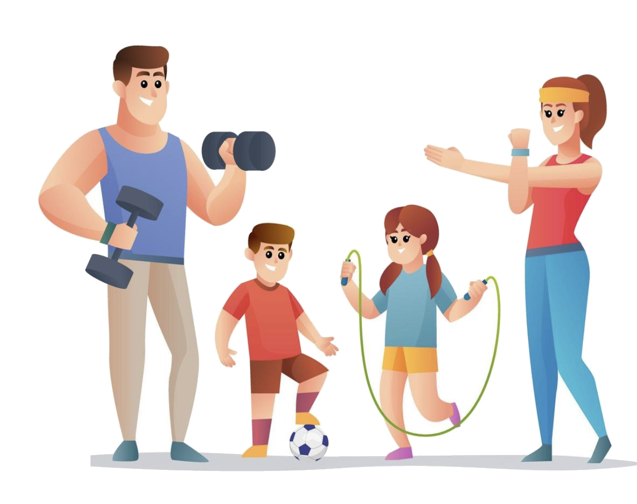 Family working out together